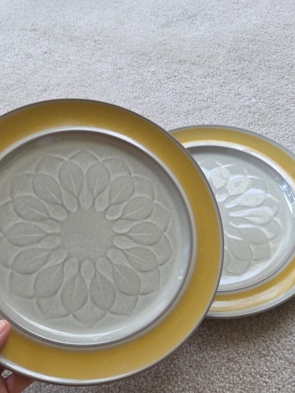Franciscan El Dorado Yellow Gray Dinner Plates Set Of Two VTG Earthenware